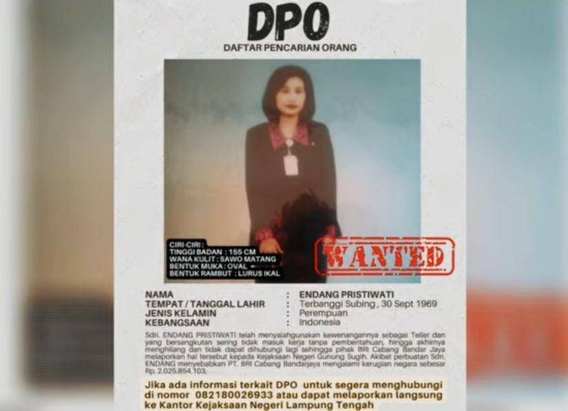 Eks Teller Bank BRI Cabang Bandar Jaya Endang Pristiwati, terpidana korupsi Rp2 miliar ditangkap Kejari Lampung Tengah. (Dok. Kejari Lamteng).