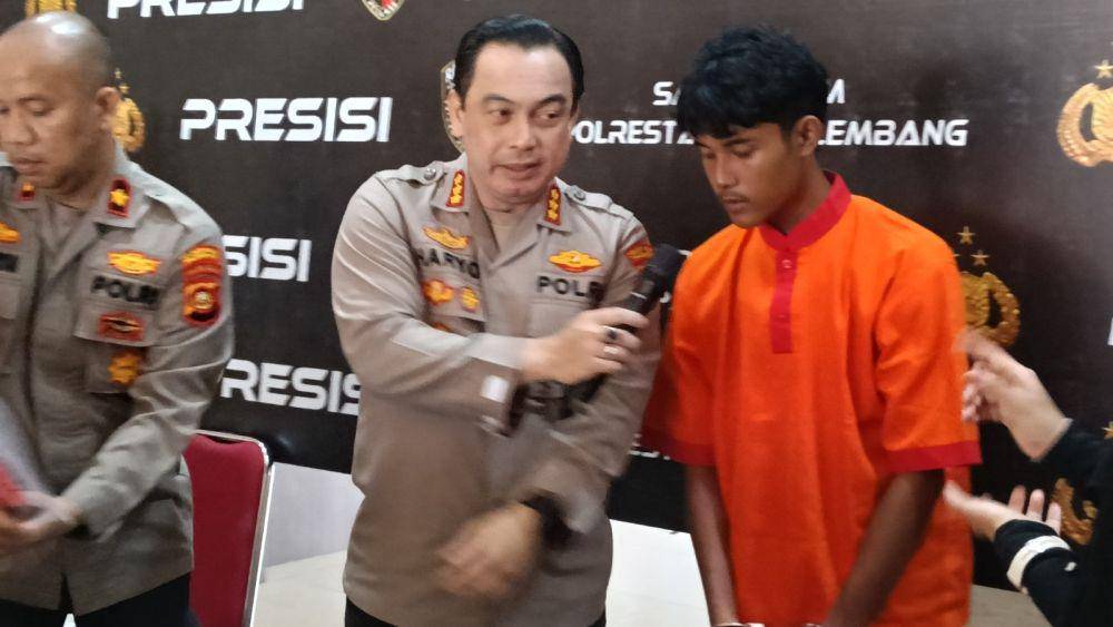 Press rilis Polrestabes Palembang terkait pembunuhan di kawasan Sukarami Palembang (Dok: ist)