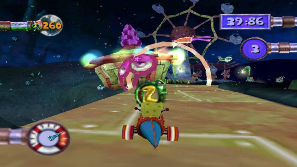 mekanisme gameplay racing dari SpongeBob SquarePants: Creature from the Krusty Krab (dok. Blitz Games/SpongeBob SquarePants: Creature from the Krusty Krab)