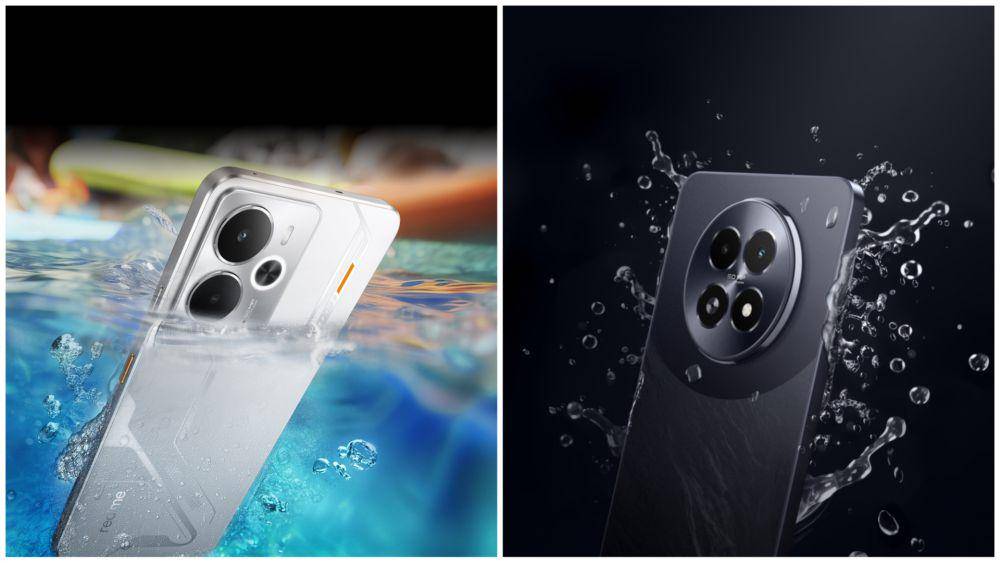 ilustrasi realme 14 5G yang bersertifikasi IP68 dan IP69 (kiri) dan realme 13 5G yang bersertifikasi IP64 (kanan) (realme.com)