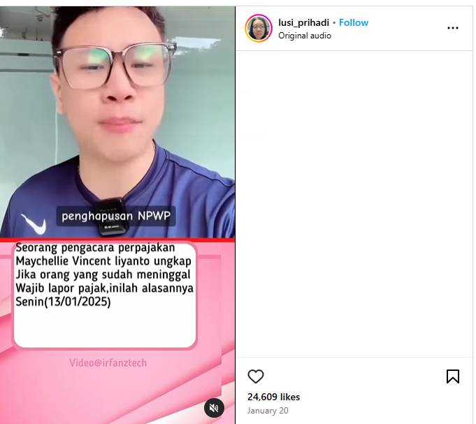 Unggahan viral dari akun Instagram @lusi_prihadi