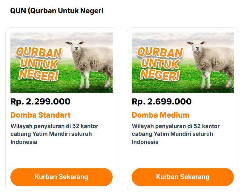 Harga kambing kurban 2025 di Yatim Mandiri untuk Idul Adha (qurban.yatimmandiri.org)