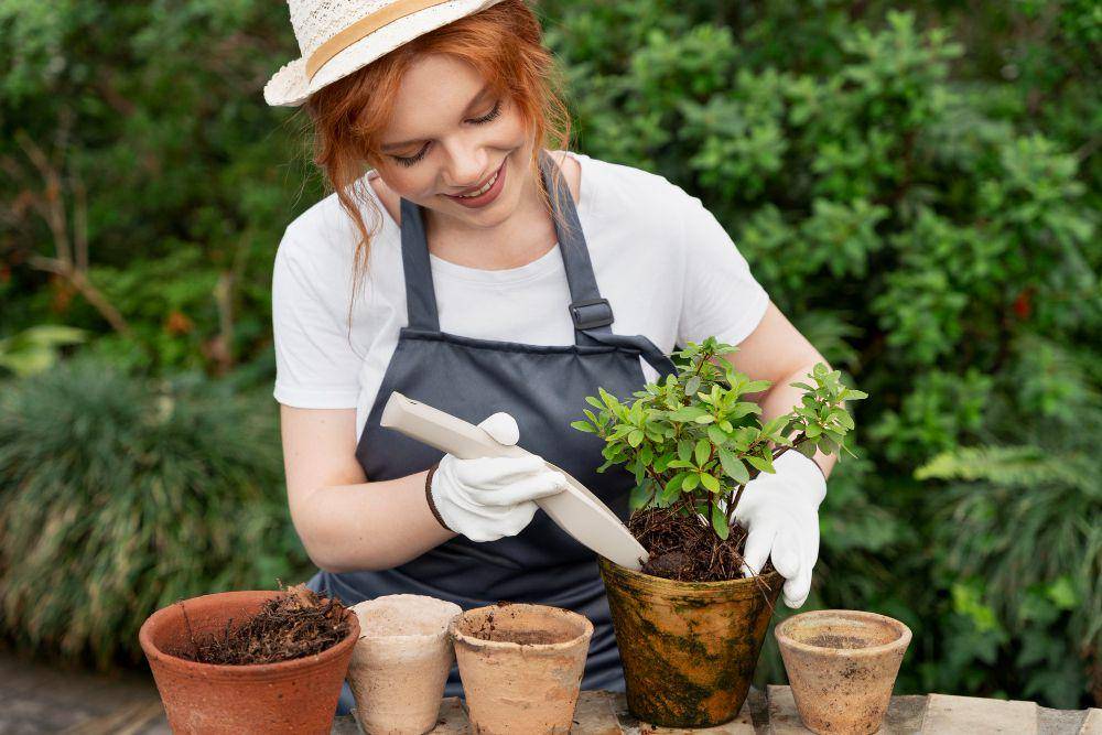 ilustrasi perempuan berkebun (freepik.com/freepik)