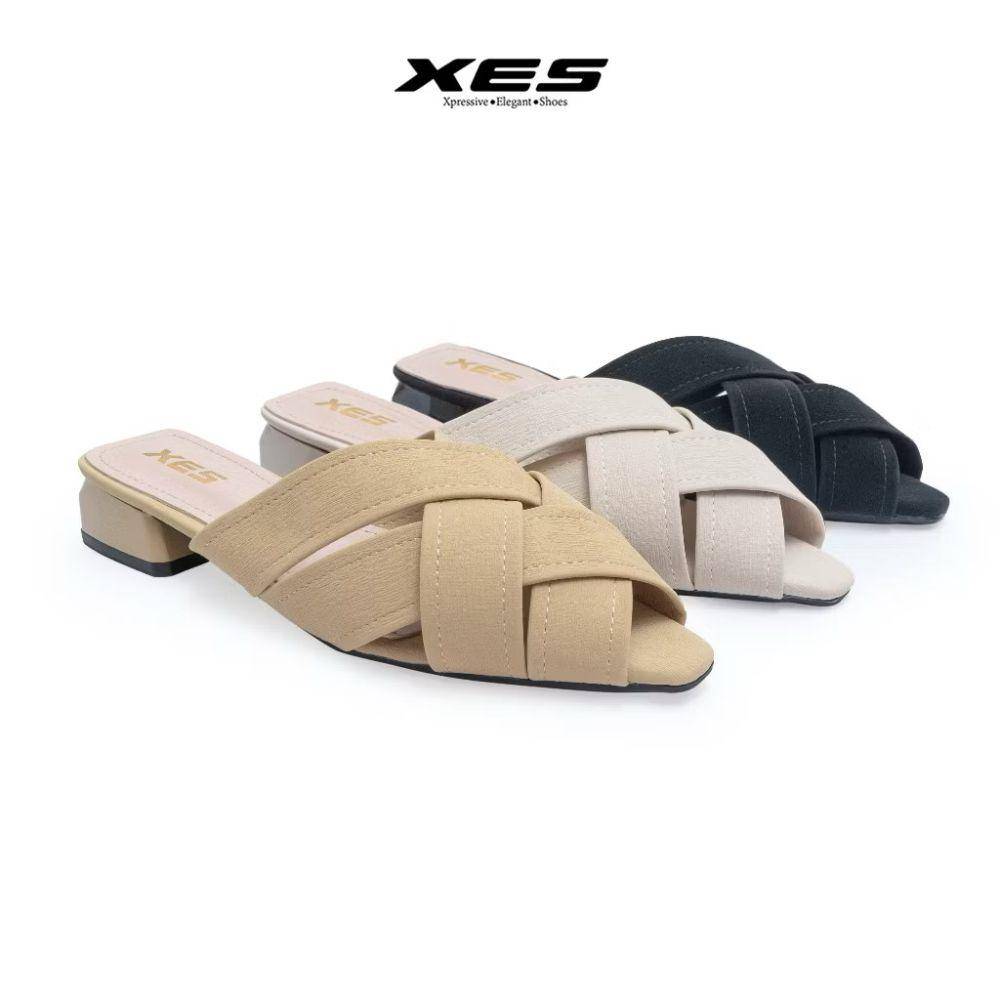 potret ide sepatu mules nuansa beige (shopee.com/XES Official Shop)