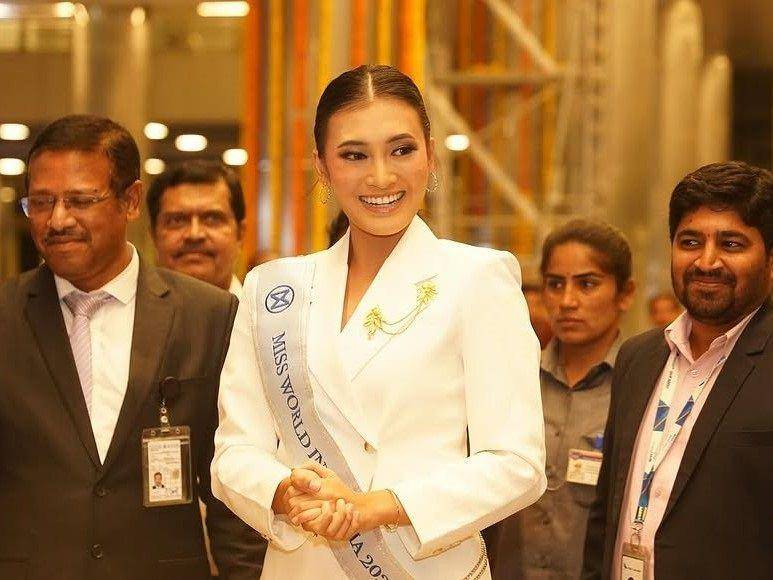 potret sambutan Monica Kezia, Miss Indonesia 2024, di India untuk berlaga di ajang Miss World 2025 (instagram.com/tstdc.official)