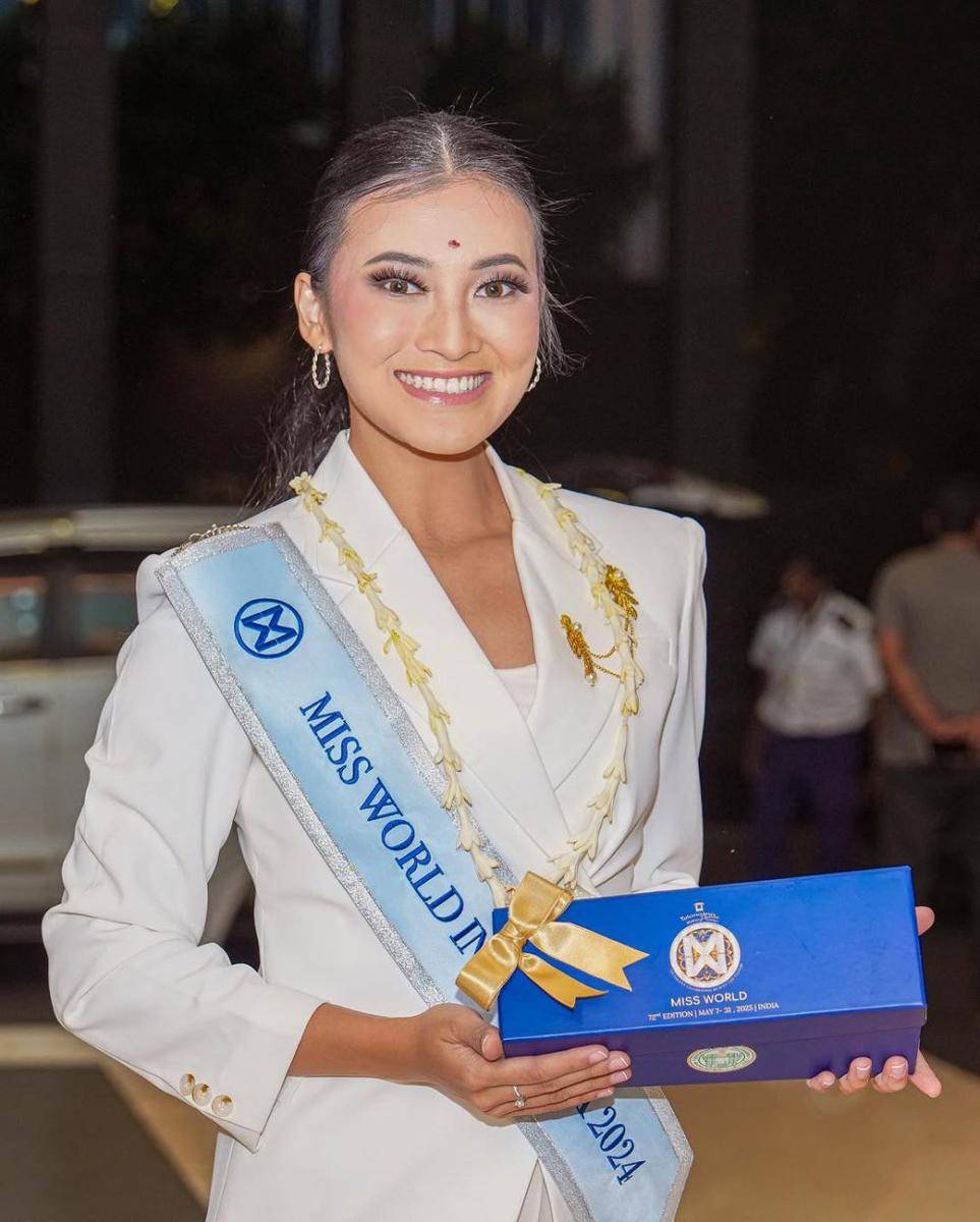 potret sambutan Monica Kezia, Miss Indonesia 2024, di India untuk berlaga di ajang Miss World 2025 (instagram.com/tridenthyderabad)