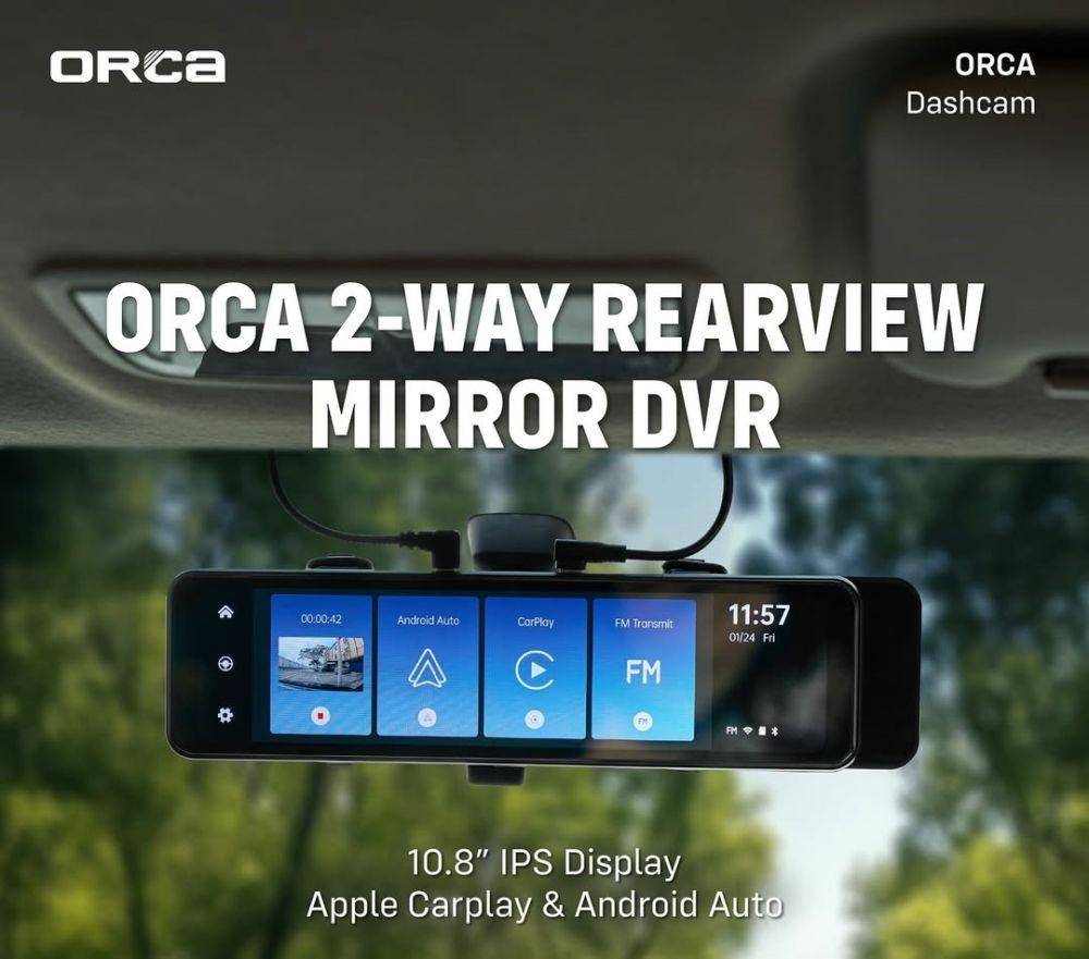 ORCA 2-Way Rearview Mirror DVR (instagram.com/orca.caraudio)