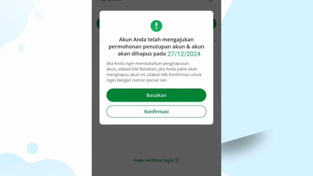 ilustrasi konfirmasi penutupan akun di aplikasi Adakami (screenshoot/Adakami)