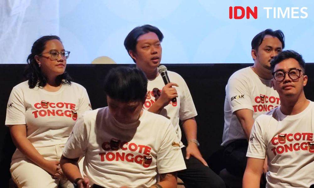 Bayu Skak di konferensi pers Cocote Tonggo di XXI Epicentrum, Jakarta, Jumat (9/5/2025) (dok. IDN Times/Shandy Pradana)
