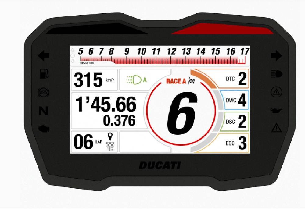 Ilustrasi dashboard "Track Evo" Motor Ducati Panigale V4 R 2025 (ducati.com)