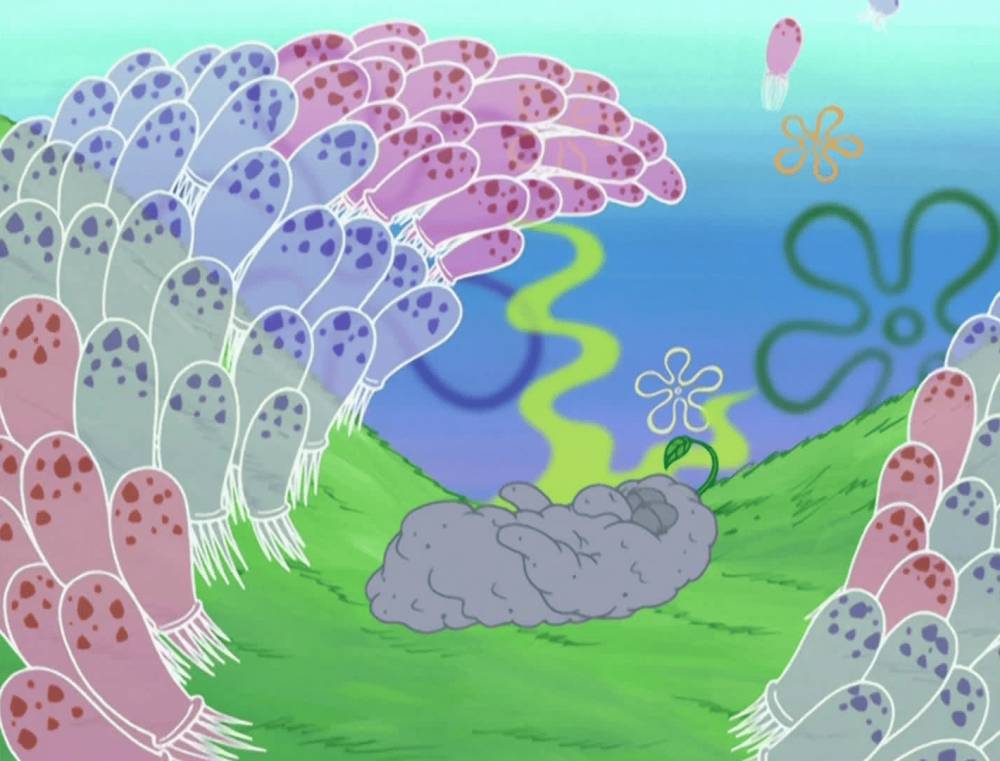 tubuh Squidward dibaluti oleh semen (dok. Nickelodeon/SpongeBob SquarePants)