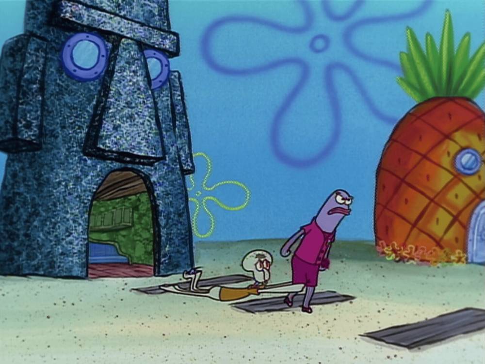 Squidward berusaha membujuk agen properti (dok. Nickelodeon/SpongeBob SquarePants)