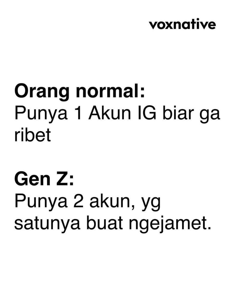 Meme kocak orang normal vs gen Z (instagram.com/voxnative)