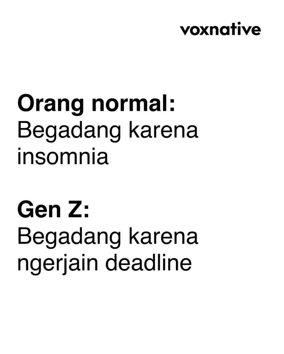 Meme kocak orang normal vs gen Z (instagram.com/voxnative)