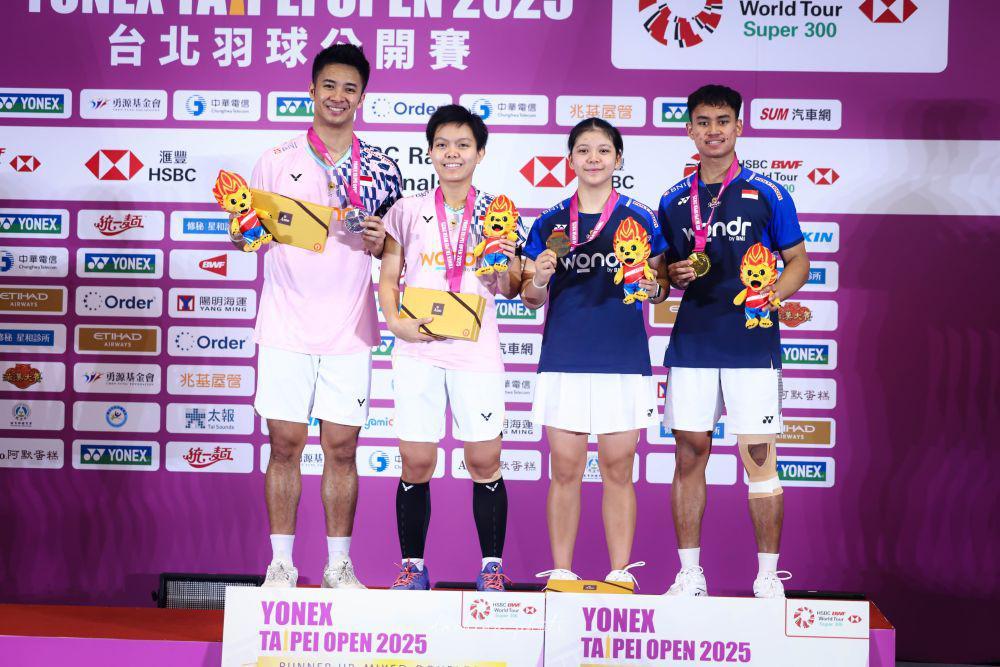 Podium ganda campuran Taiwan Open 2025 (dok.PP PBSI)