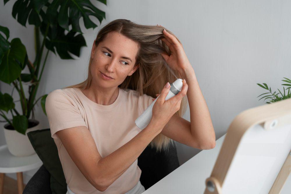 ilustrasi perempuan menggunakan vitamin rambut (freepik.com/freepik)