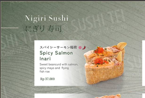 menu spicy salmon inari Sushi Tei (sushitei.co.id)