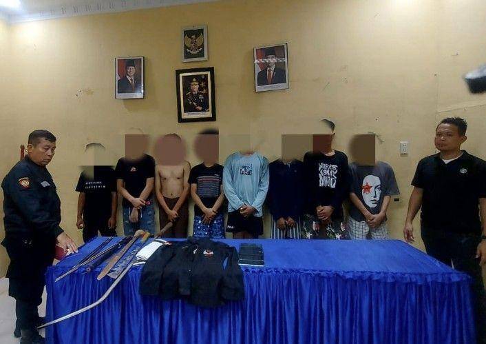 9 remaja ditangkap karena tawuran (dok.Polsek Medan Labuhan)