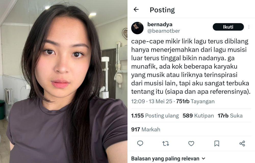 Dituduh Plagiat Lirik Lagu Taylor Swift, Bernadya Buka Suara
