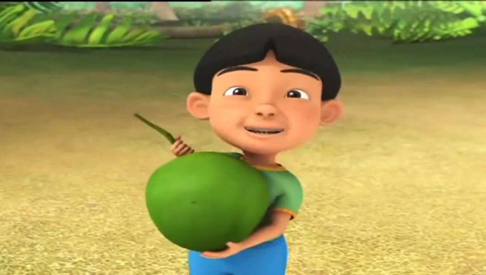 Mail berjualan kelapa muda (dok. Les' Copaque Production/Upin & Ipin)