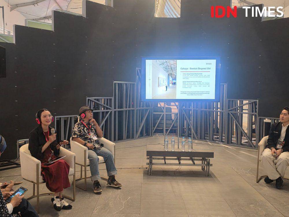 Talkshow tentang instalasi in-Lite Pavilion di ARCH:ID 2025, ICE BSD. 10 Mei 2025. (IDN Times/M. Tarmizi Murdianto)