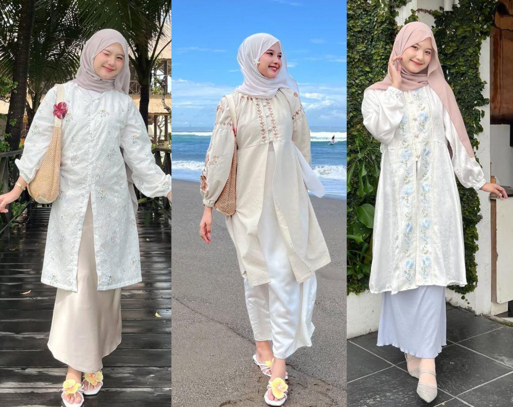 7 Inspirasi OOTD Feminin Pakai Tunik dan Skirt ala Siska Ameera