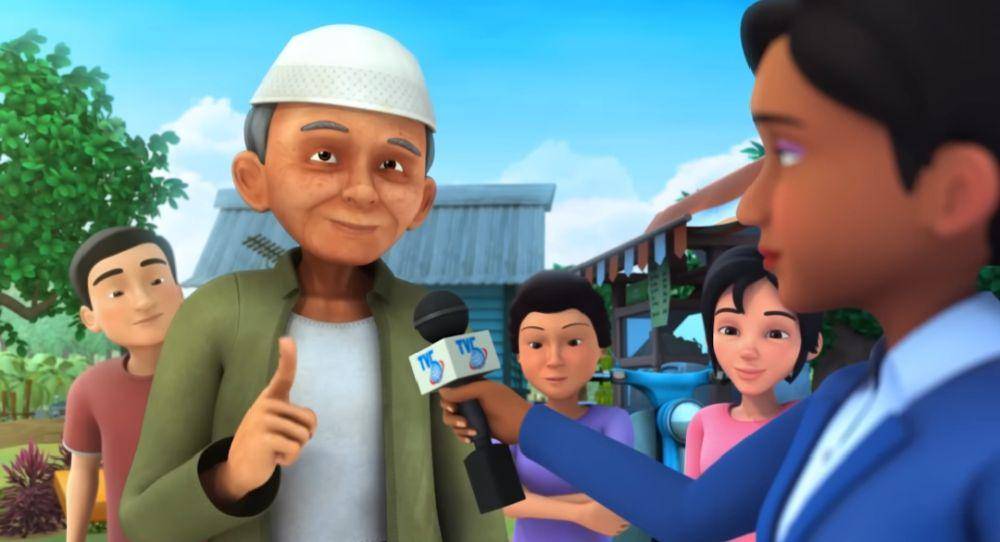 warga Kampung Durian Runtuh yang pernah masuk TV (youtube.com/Les' Copaque Production)