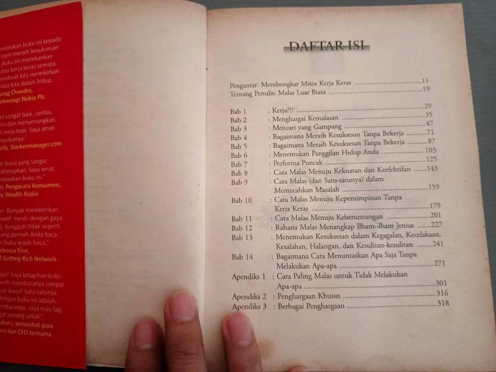 Daftar Isi Malas Tapi Sukses (dok. Pribadi/endv right)