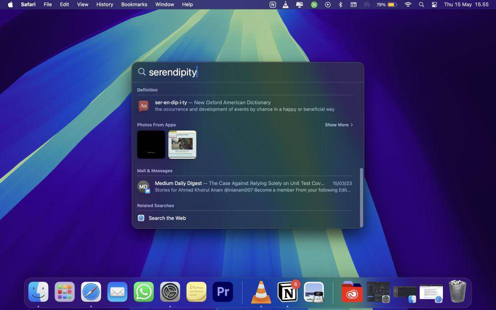 Spotlight Search untuk cek definisi kata (dok. Pribadi/AhmadKhoirulAnam)