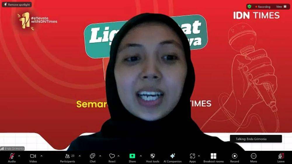 Panelis Liga Debat Mahasiswa 2025, Enda Grimonia, Kamis (15/5/2025)/Istimewa