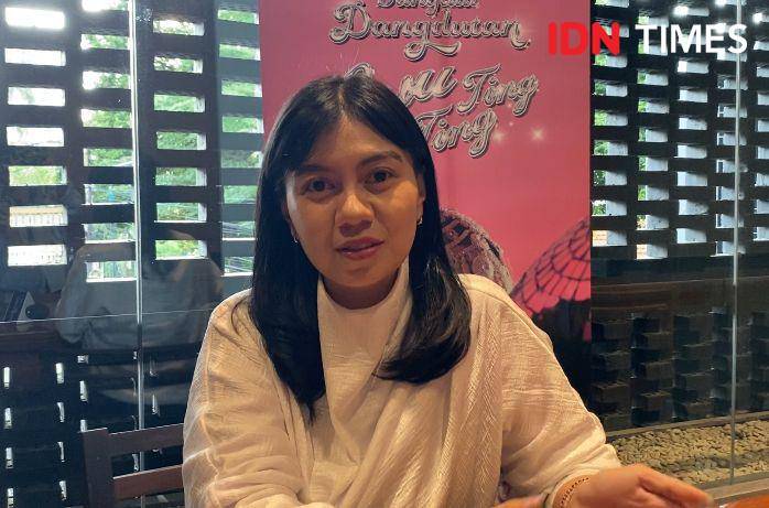 potret Andri Verraning Ayu, CEO Antara Suara di press conference Dangdut Dangdutan Ayu Ting Ting, Jumat (16/5/2025) (dok. IDN Times/Rani Asnurida)