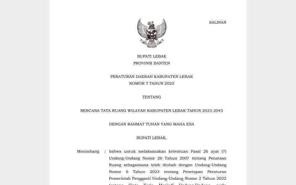 Tak Atur Luasan RTH, Perda RTRW Lebak Rentan Diselewengkan