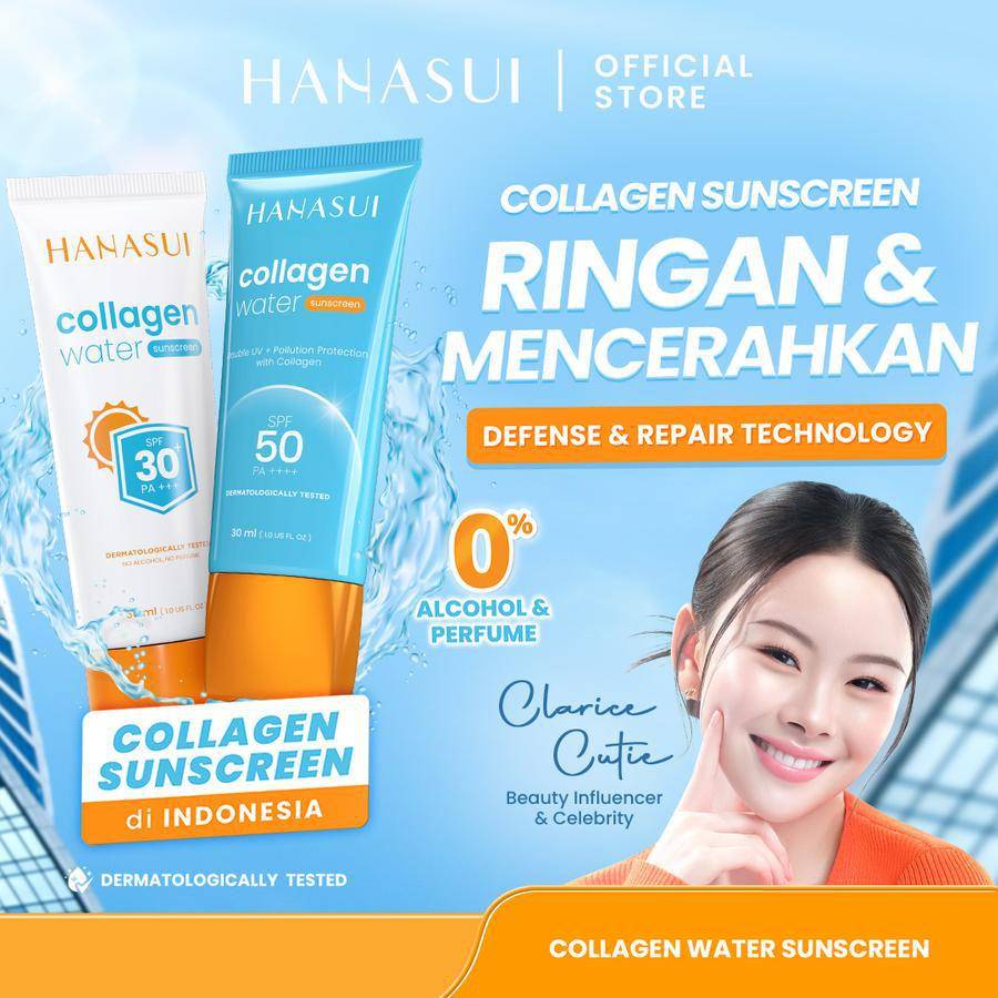 Sunscreen Hanasui Collagen Water SPF 50 (tokopedia.com/Hanasui)