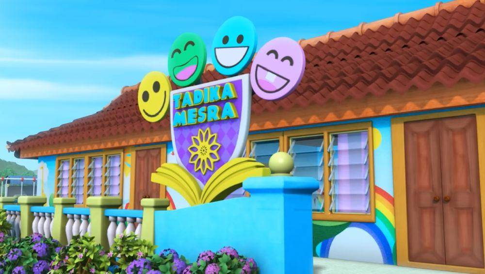 gedung Tadika Mesra di serial Upin & Ipin (youtube.com/Les' Copaque Production)
