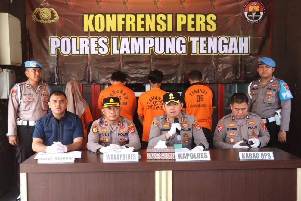 Ungkap kasus pelaku pembunuhan DU dan DI ditangkap oleh Polres Lampung Tengah. (Dok. Polres Lampung Tengah).