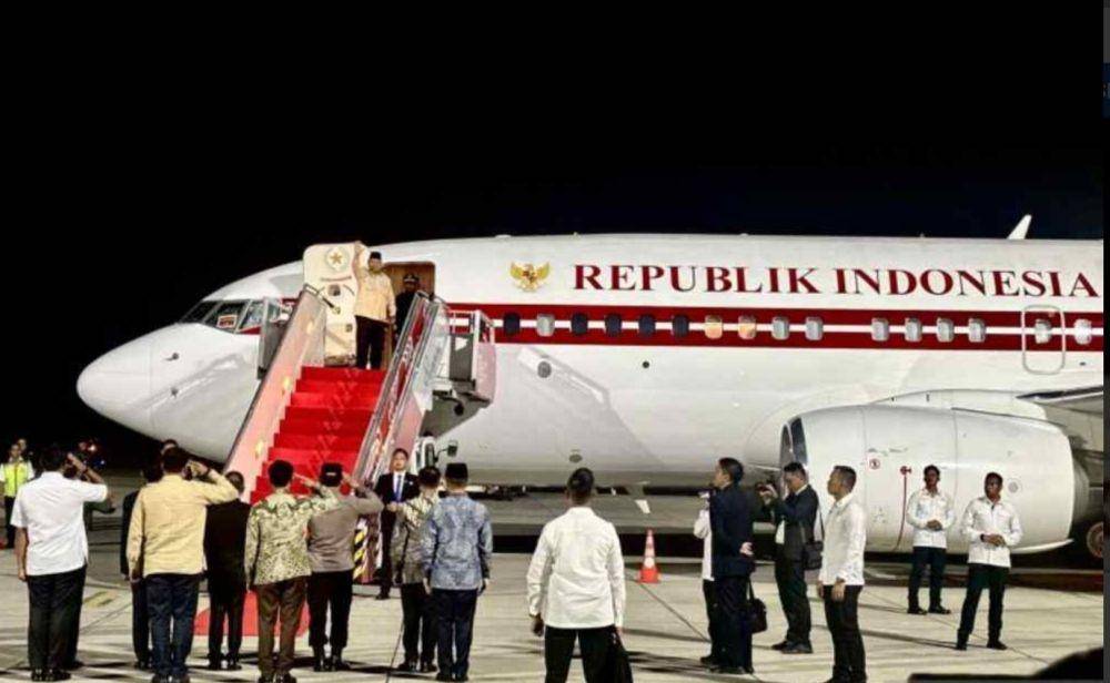 Pesawat kepresidenan dengan kode PK-GRD yang dipakai Presiden Prabowo Subianto. (ANTARA FOTO/Genta Tenri Mawangi)