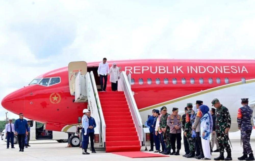 Pesawat kepresidenan A-001 ketika dipakai Presiden ke-7, Joko 'Jokowi' Widodo. (Dokumentasi Sekretariat Presiden)
