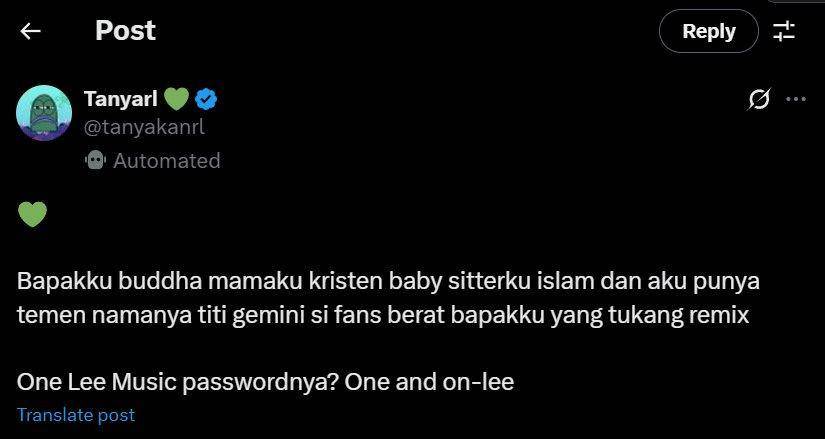 tren One Lee Music (x.com/tanyakanrl)