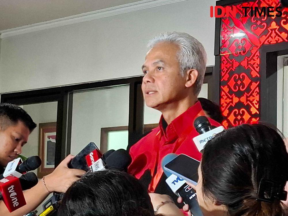 Ketua DPP PDIP Ganjar Pranowo saat memberikan pembekalan ke ratusan kepala daerah terpilih pada Pilkada 2024. (IDN Times/Amir Faisol)