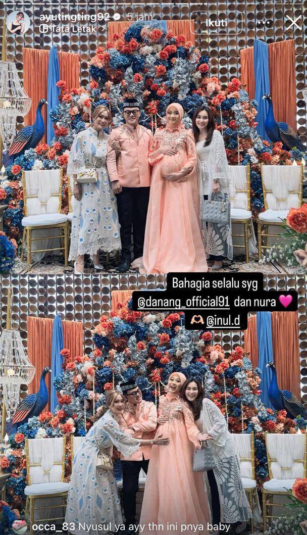 potret artis hadiri acara mitoni 7 bulan kehamilan Hemas Nura, istri Danang Pradana (Instagram.com/ayutingting92)