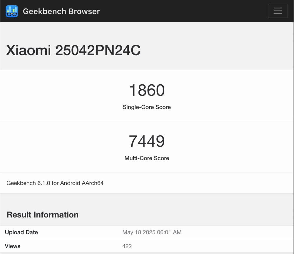 Xiaomi 15s Pro muncul dalam database Geekbench dengan nomor model 25042PN24C (browser.geekbench.com)