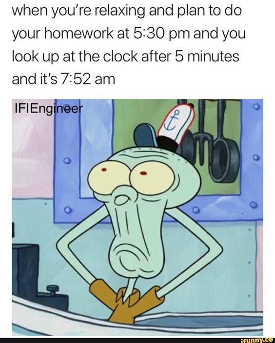 meme SpongeBob tentang ngerjain PR (reddit.com/user/pebblestone6567)