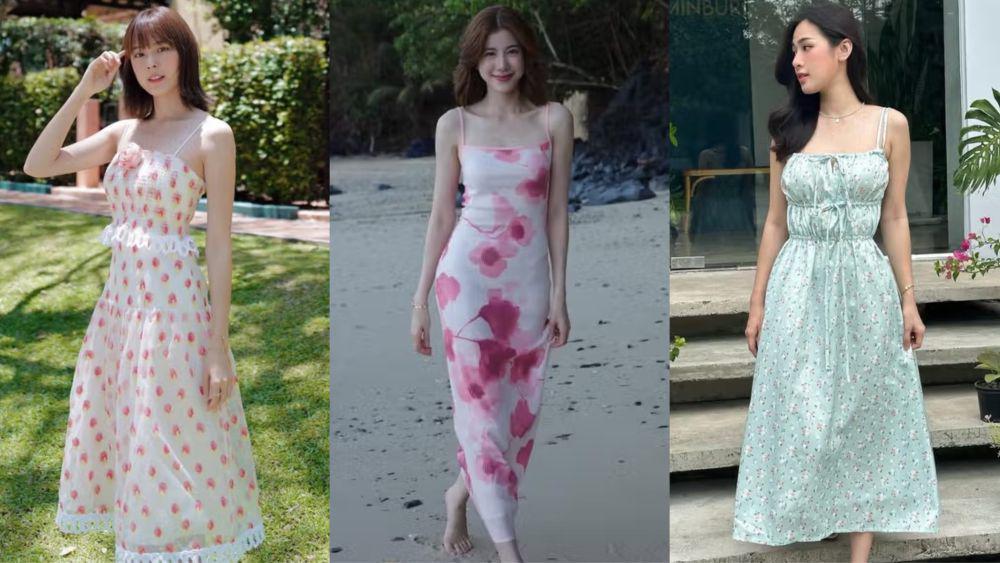 7 Ide Spaghetti Dress buat ke Pantai ala Artis Thailand, Simple Chic!