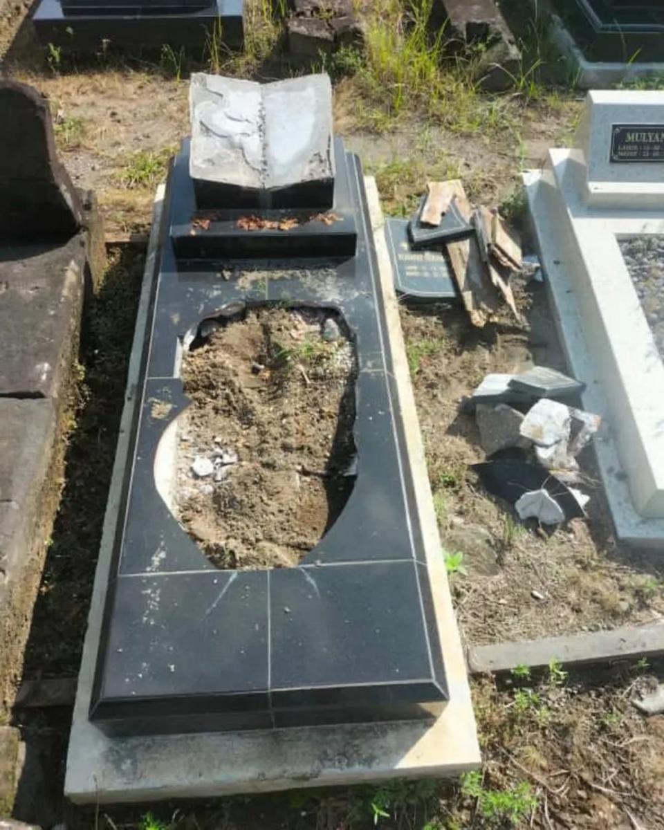 Nisan makam warga kristiani di Banguntapan Bantul dirusak orang tak dikenal.(Dok.Istimewa)