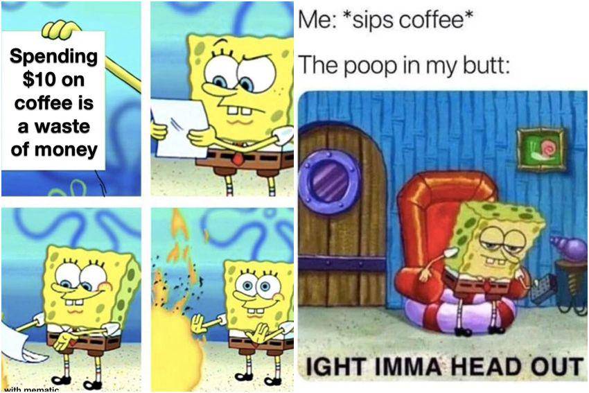 8 Meme SpongeBob tentang Kopi, Gampang Bikin Perut Mules