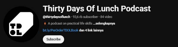 Tangkapan layar akun youtube Thirty Days of Lunch Podcast (youtube.com/Thirty Days of Lunch Podcast)