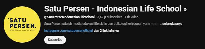 Tangkapan layar akun youtube Satu Persen (youtube.com/Satu Persen)