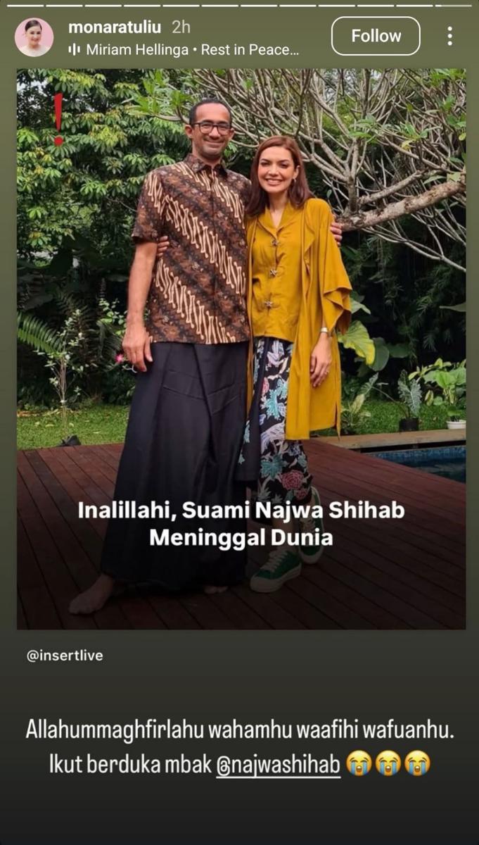 ungkapan duka sahabat artis (instagram.com/monaratuliu)