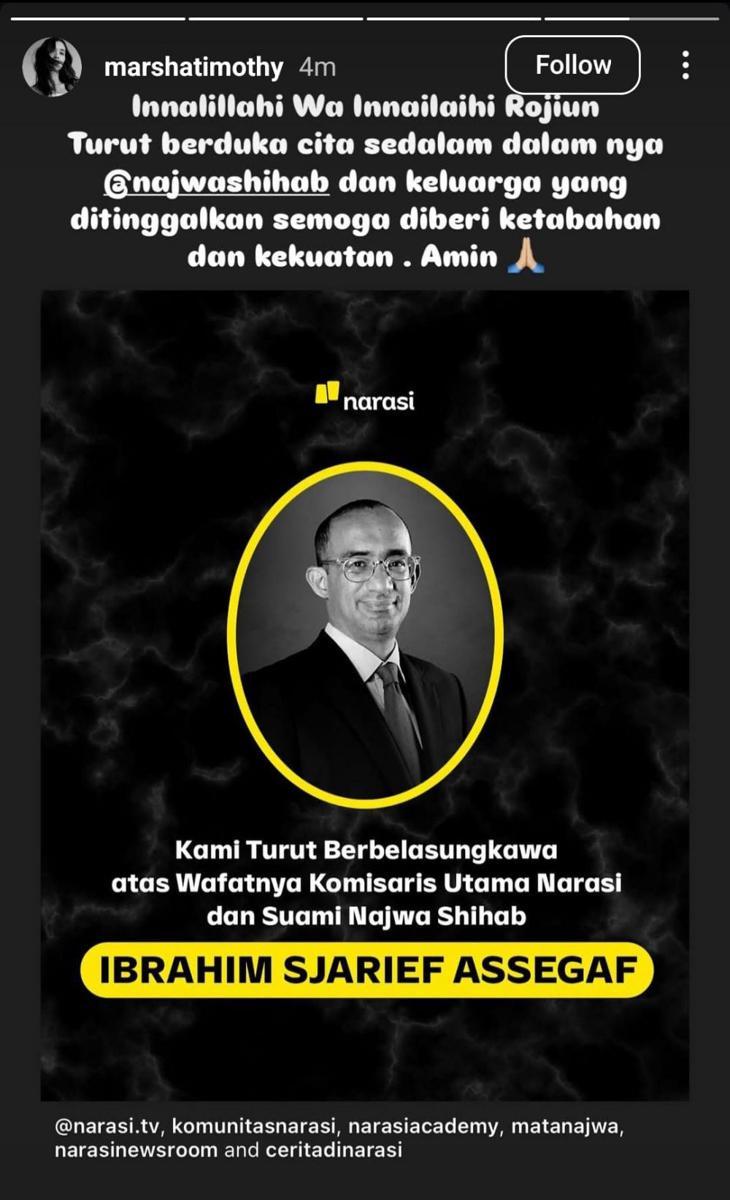 ungkapan duka sahabat artis (instagram.com/marshatimothy)