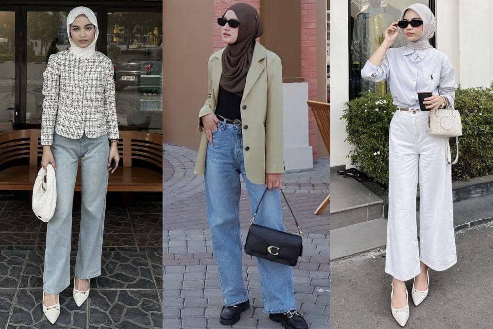 potret ide styling OOTD pakai straight jeans ala selebgram